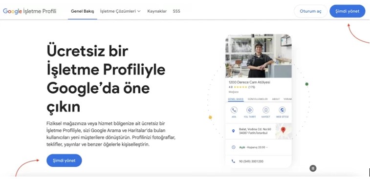 Google Benim İşletmem Ana Sayfası
